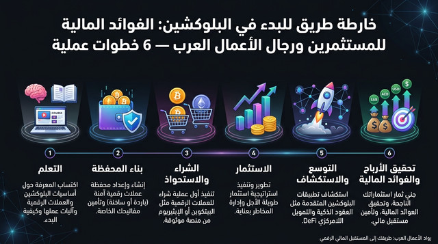 خارطة طريق البدء في بلوكتشين الاستفادة المالية للمستثمرين ورواد الأعمال العرب — 6 خطوات عملية 2026