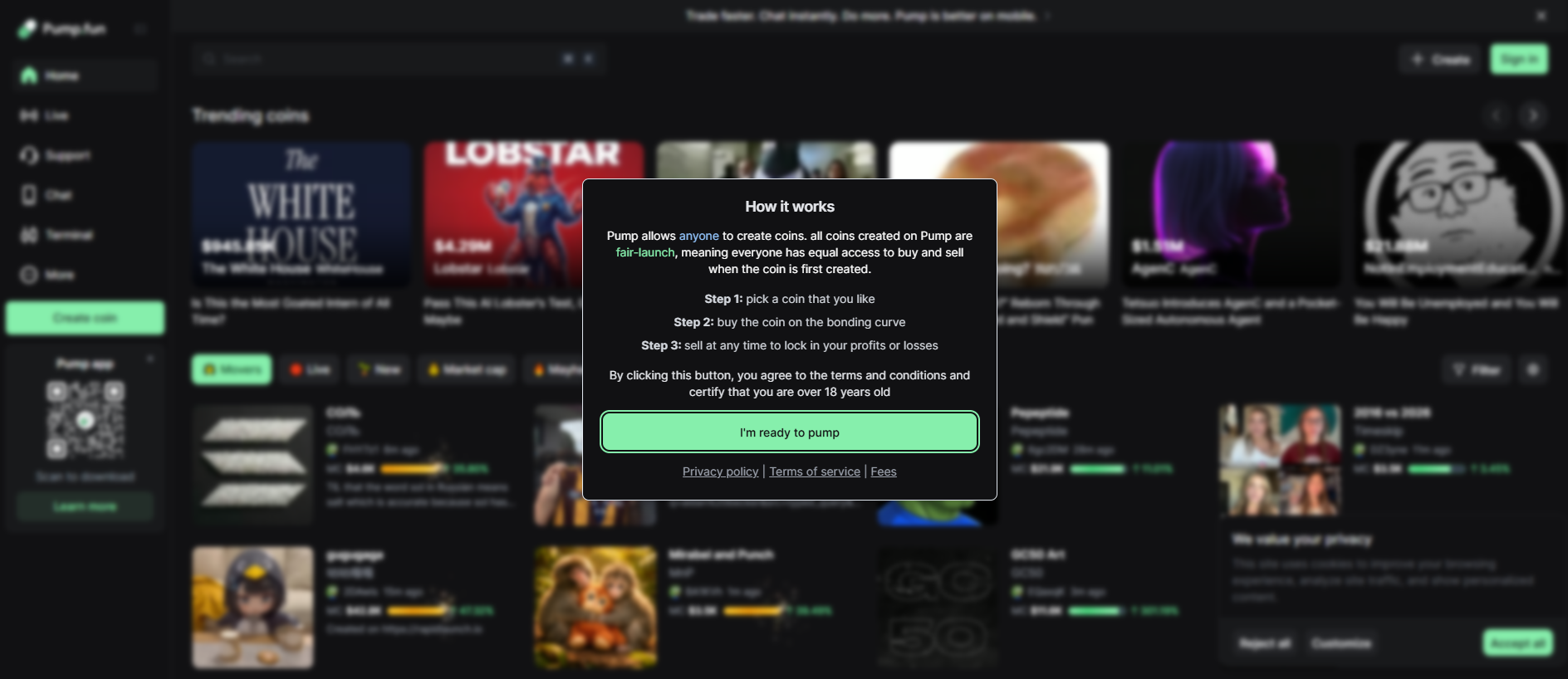 Screenshot of pumcp.fun