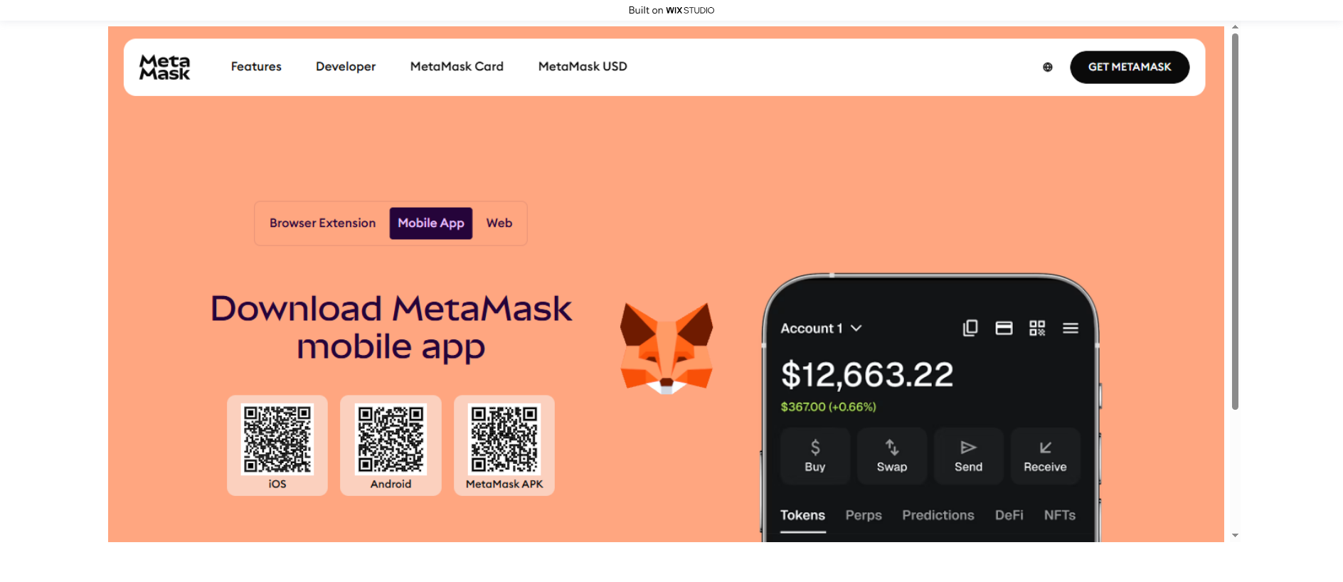 Stored capture of meatmask-io.wixstudio.com