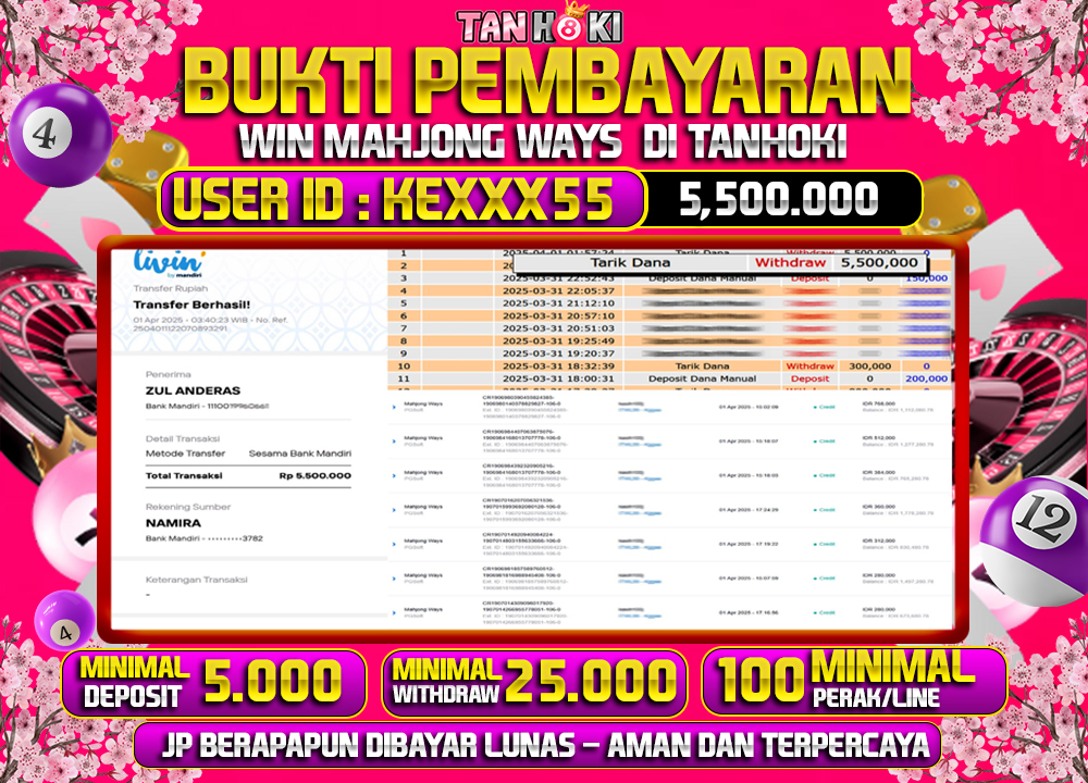 TANHOKI JACKPOT SLOT MAHJONG WAYS Rp.5.500.000,- LUNAS