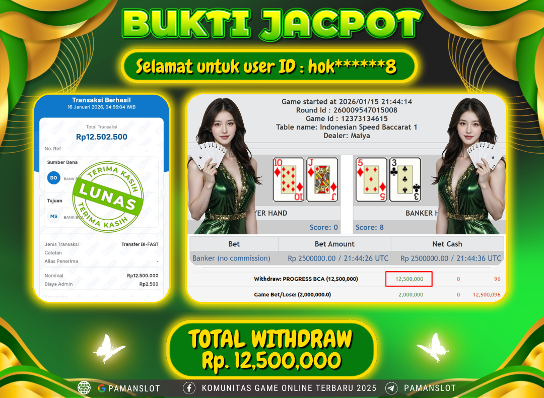 PAMANSLOT JACKPOT Game Live Games PP-Baccarat Rp.12,500,000- LUNAS