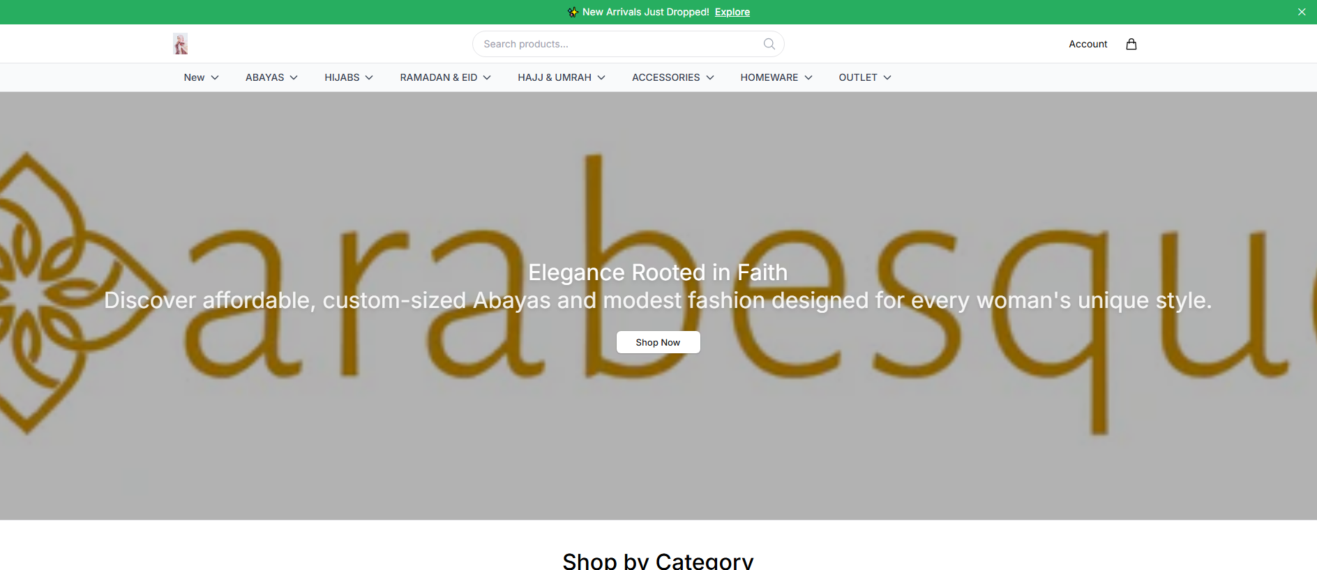 Stored capture of arabesqueelegancecollection.shop