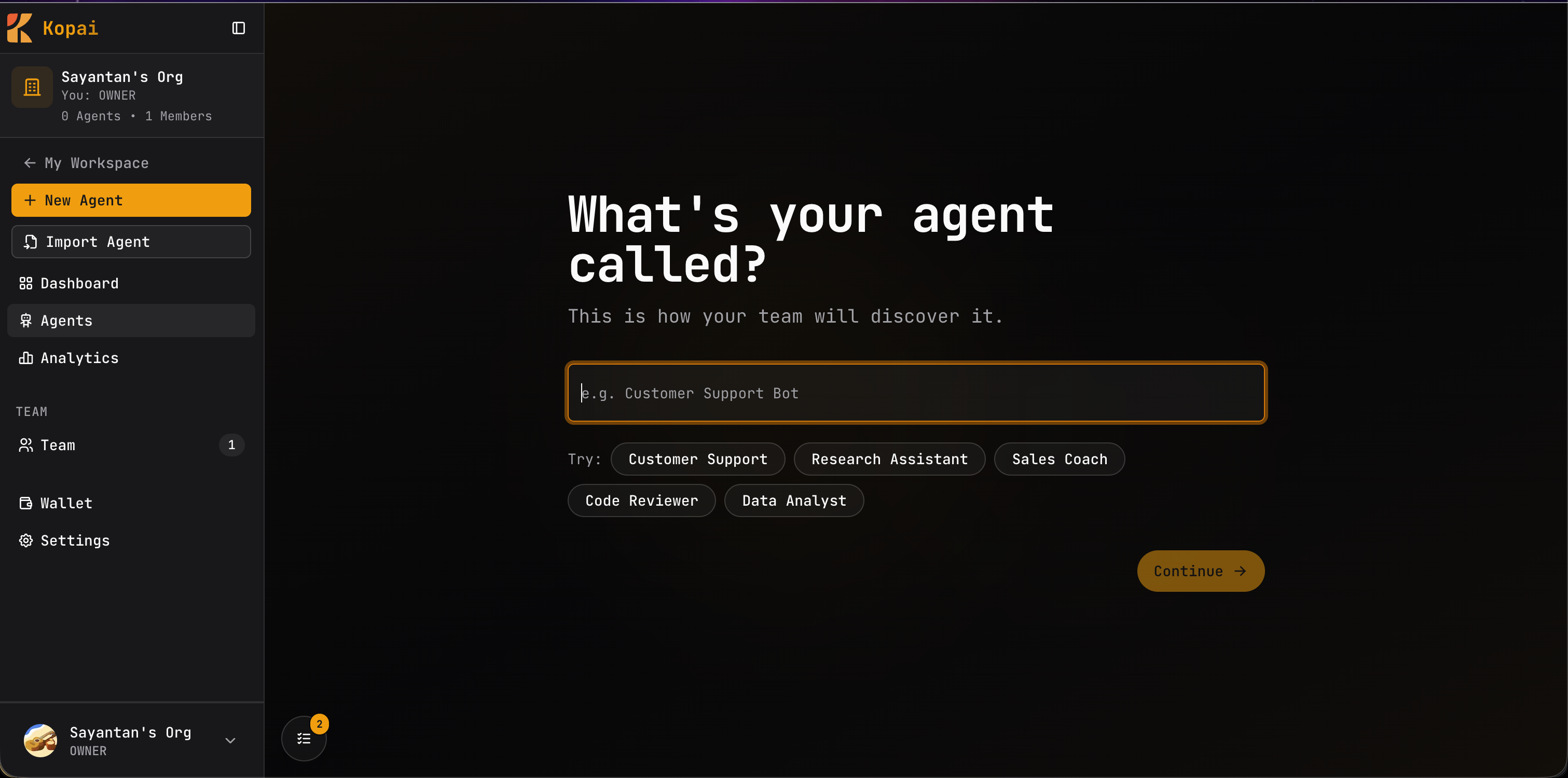 Agent name step