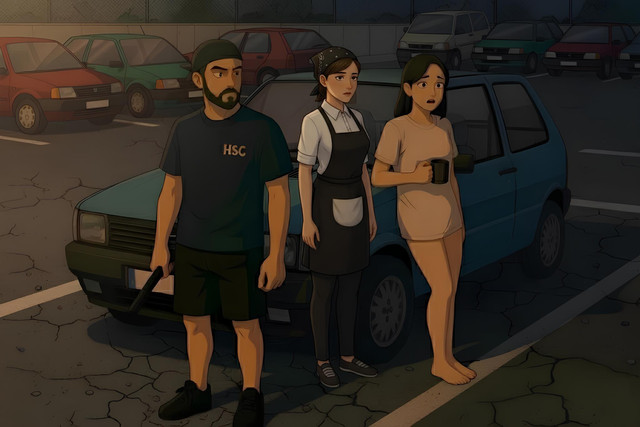 Não é a Ruiva, e sim é Outra Garçonete que Trabalha pelo Homem sem casaco e nome dela é Taila e personagem dela é Tudo sem Açúcar e a Função dela também é o mesmo do Homem sem casaco que é Punir as Mulheres sem Calça com Café sem açúcar.