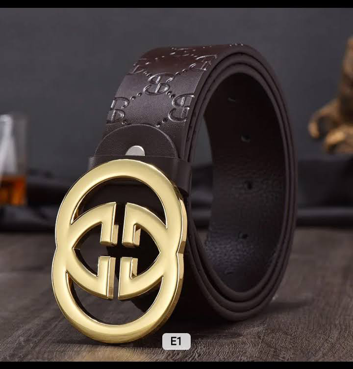 Chanel-inspired brown leather belt with gold pin buckle – classic ardillon design