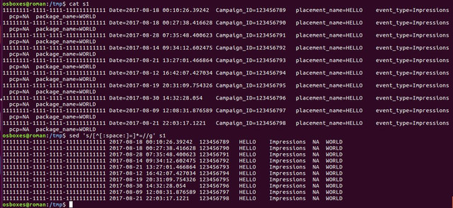awk output