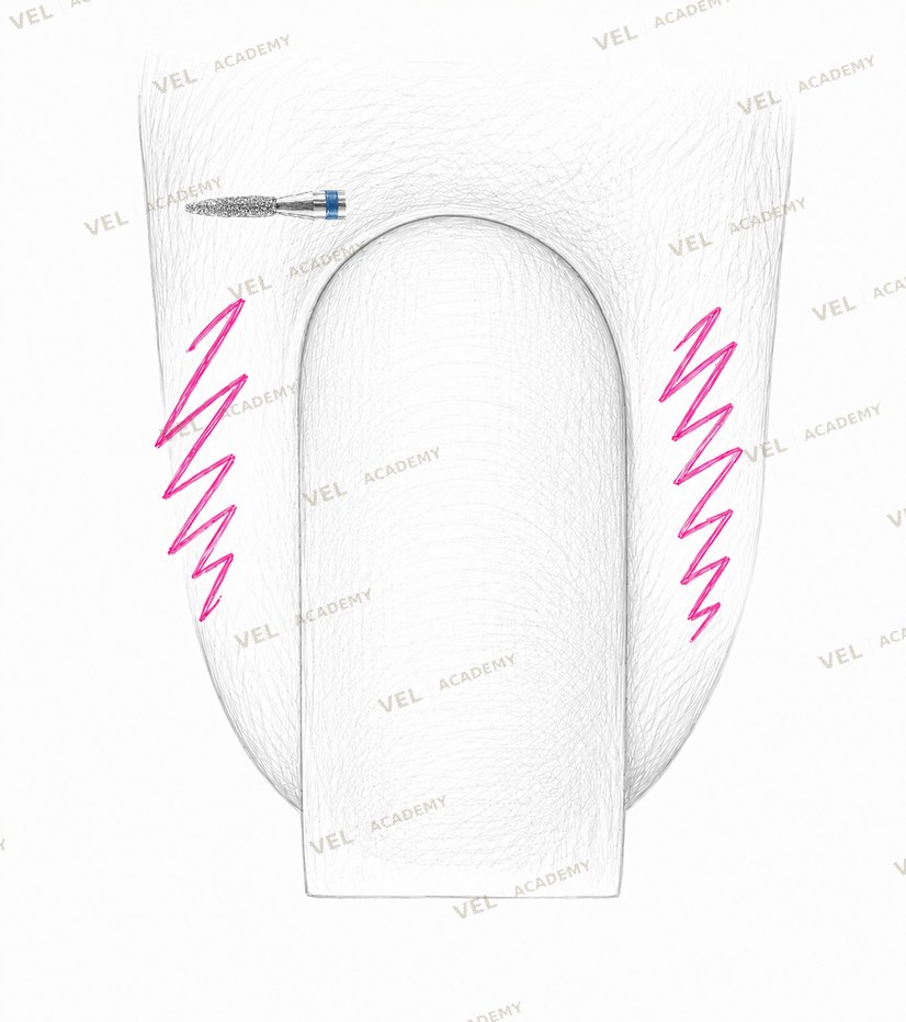 Flame bit final REW pass complete cuticle zone clean result after scissors Russian manicure