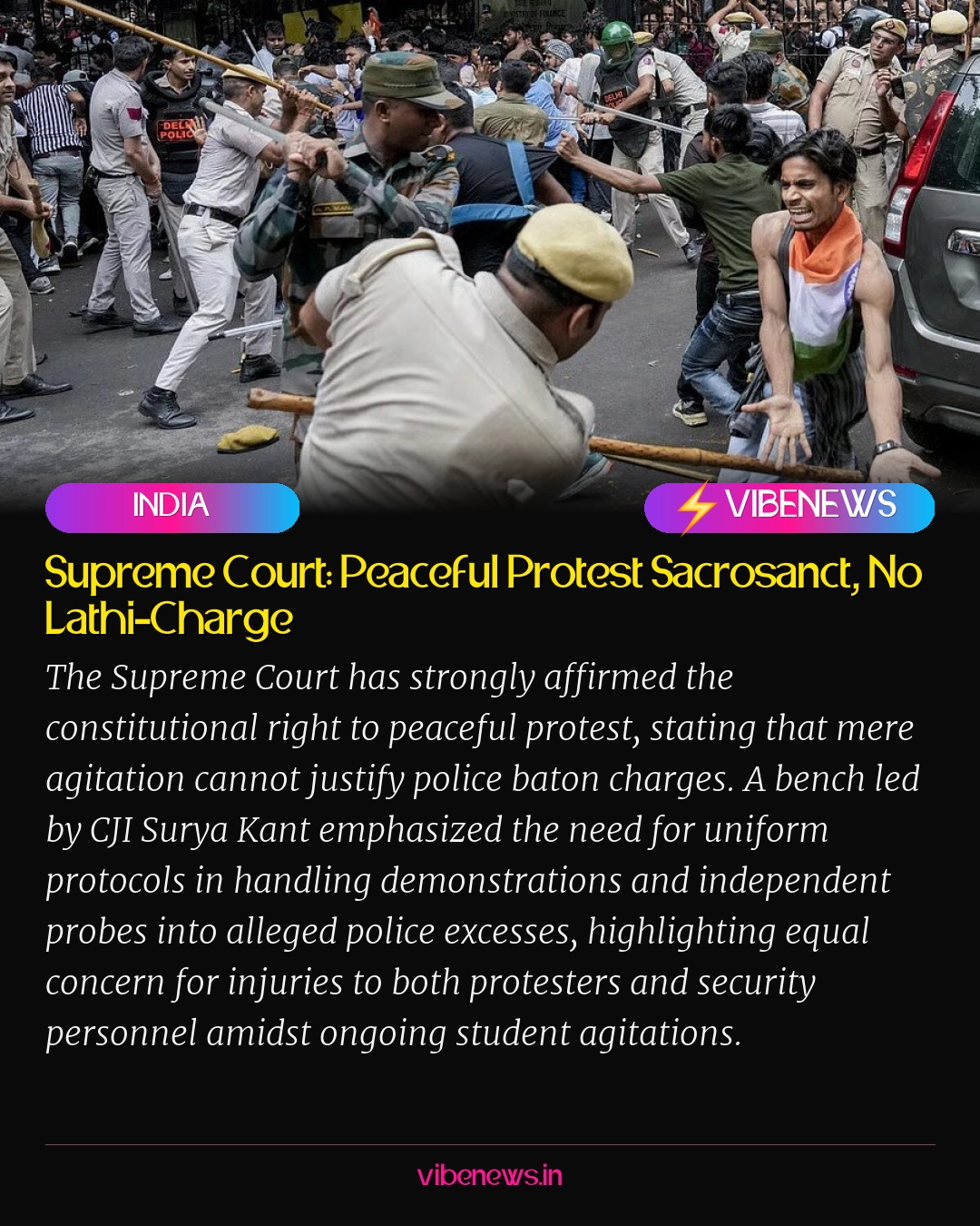 Supreme Court: Peaceful Protest Sacrosanct, No Lathi-Charge