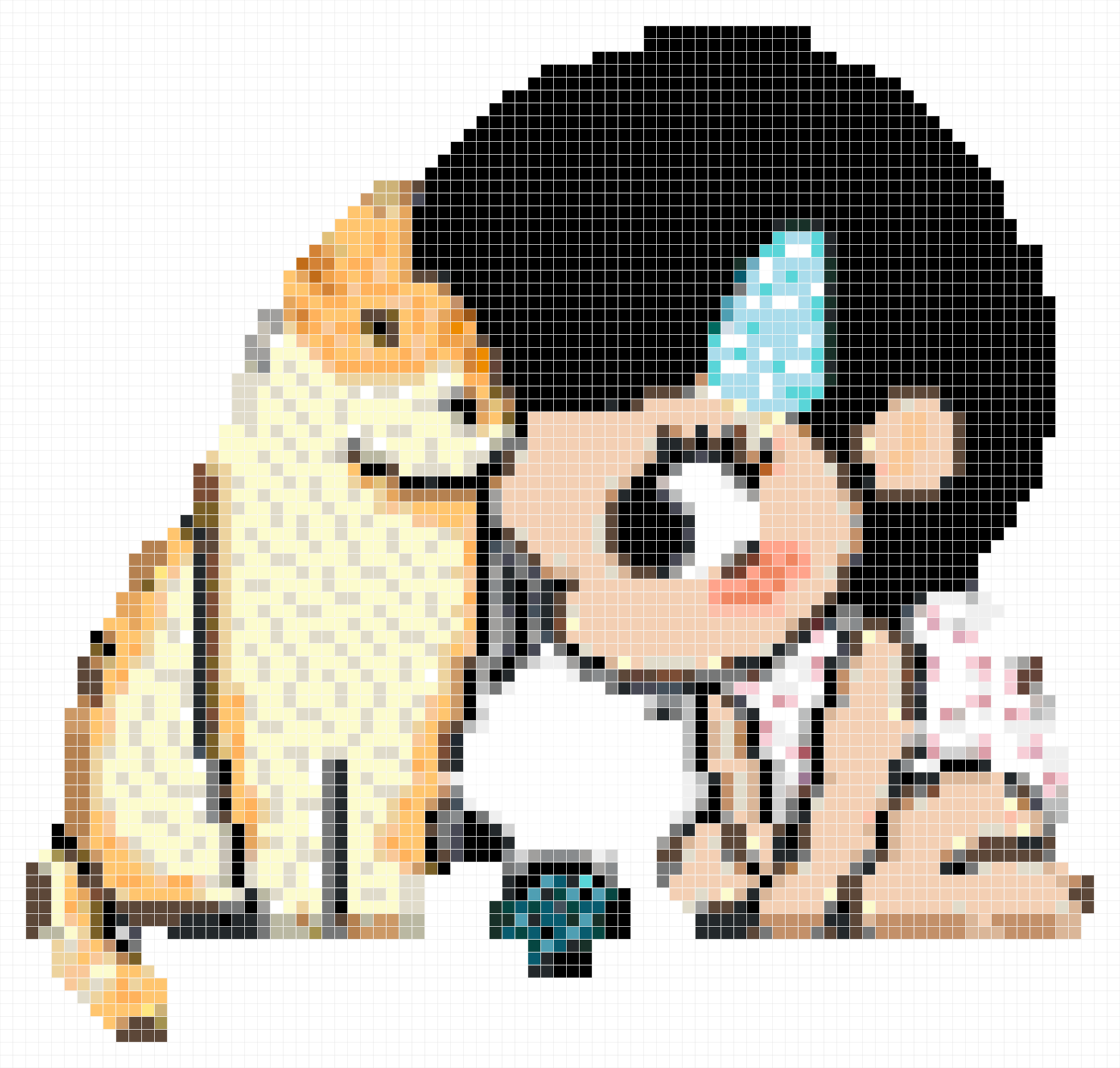 Kid and Orange Cat Perler Pattern