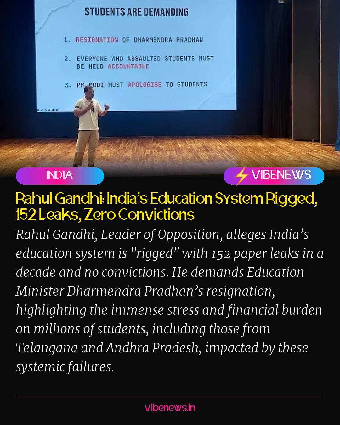 Rahul Gandhi: India’s Education System Rigged, 152 Leaks, Zero Convictions