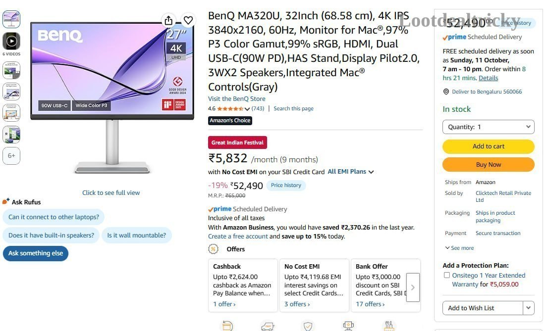 Benq Ma320u 32 – Just ₹48490 | Loot Deal Benq Ma320u 32 – Just ₹48490 | Loot Deal