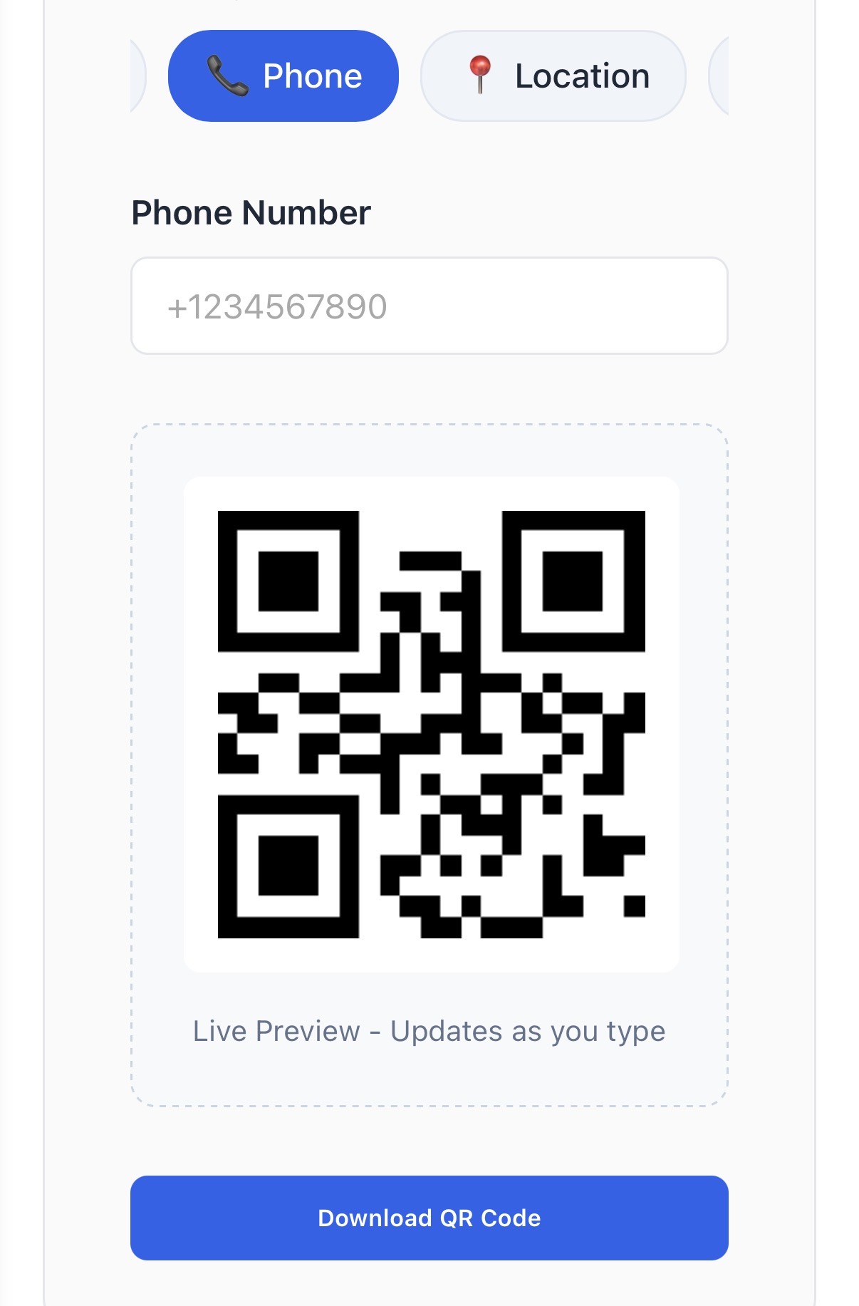 Phone Number QR Code