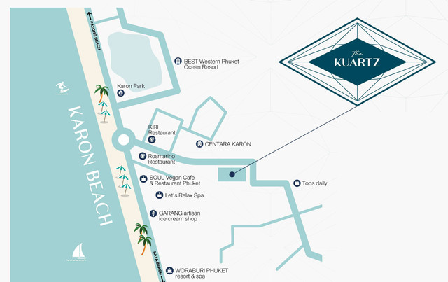 The Kuartz location map — Karon Beach, Phuket