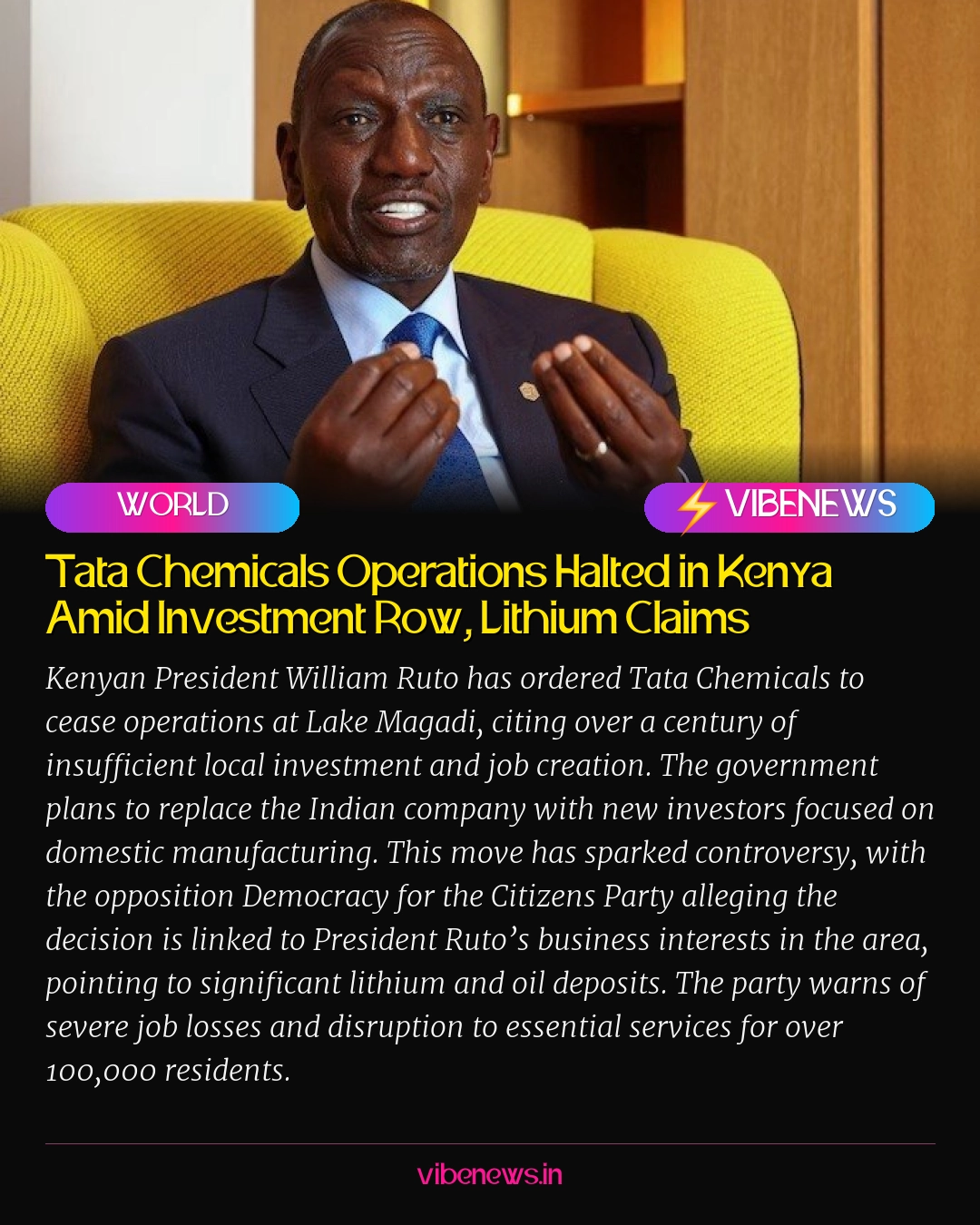 Tata Chemicals Operations Halted in Kenya Amid Investment Row, Lithium Claims
