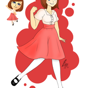 Woman Red Flared Skirt