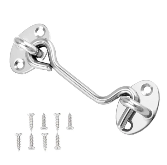 DOMIRA hook and eye latch for windows and doors, chrome 3 inch