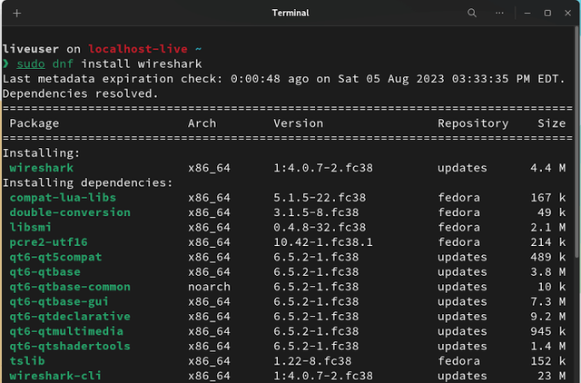 installation of Wireshark