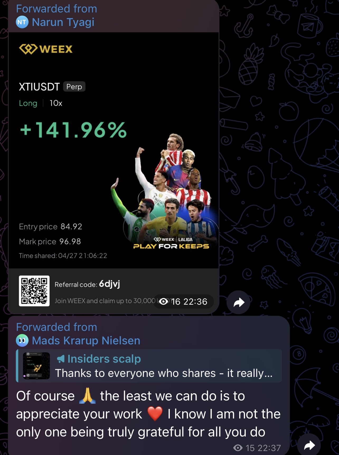 Member payout screenshot