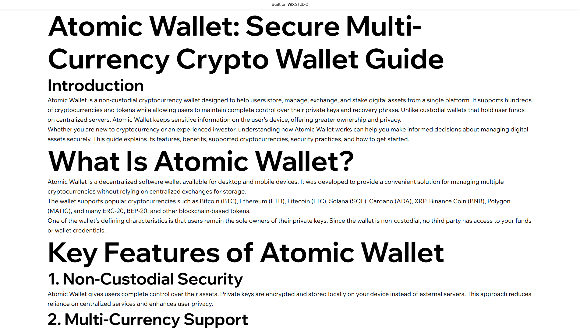 Screenshot of atomicwwallet.wixstudio.com