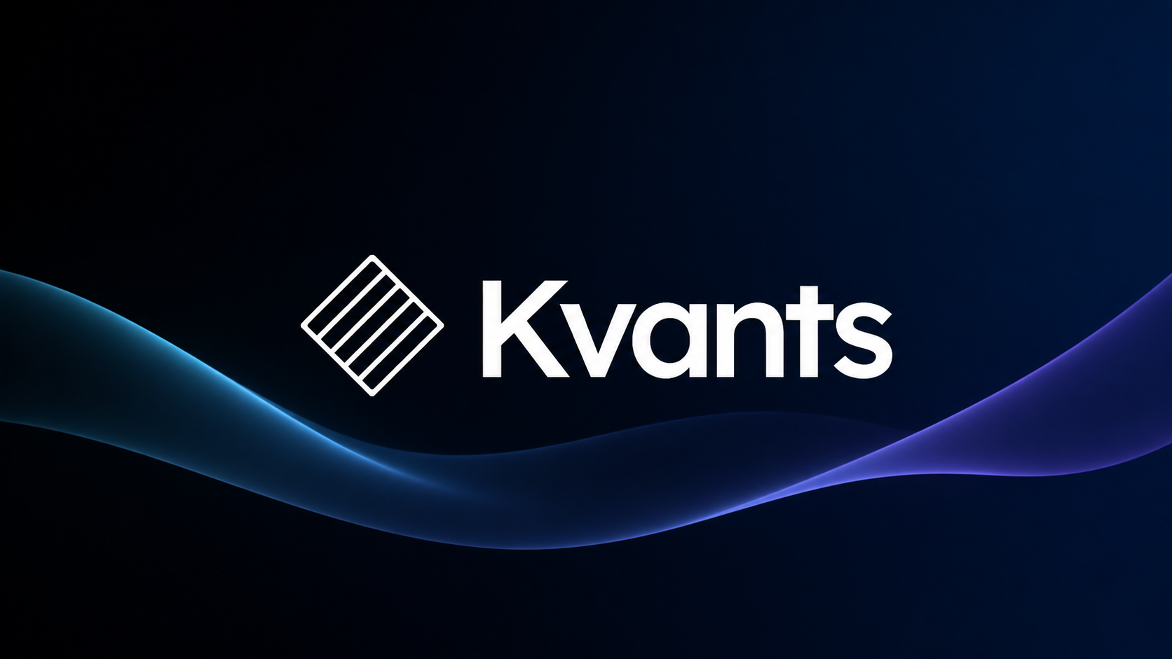 Kvants Studio logo on a flowing blue and violet gradient