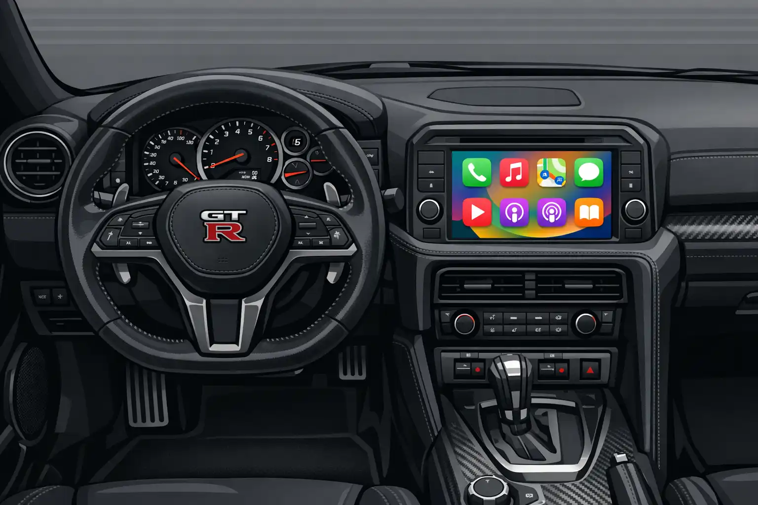 Intérieur Nissan GT-R R35 2016 avec système multimédia d’origine