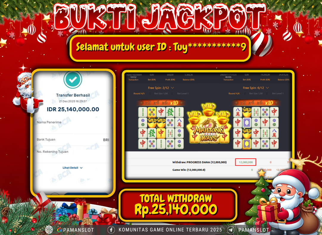 PAMANSLOT JACKPOT Game PG - Mahjong Ways Rp.25,140,000- LUNAS