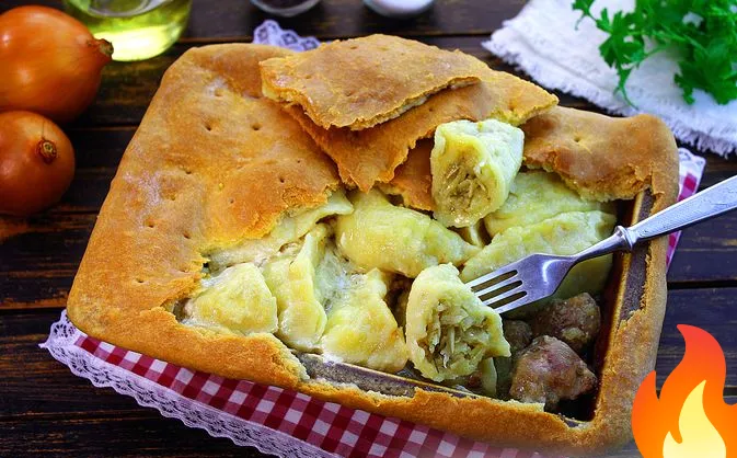 Постер Вареники с картошкой, запечённые с печенью под тестом