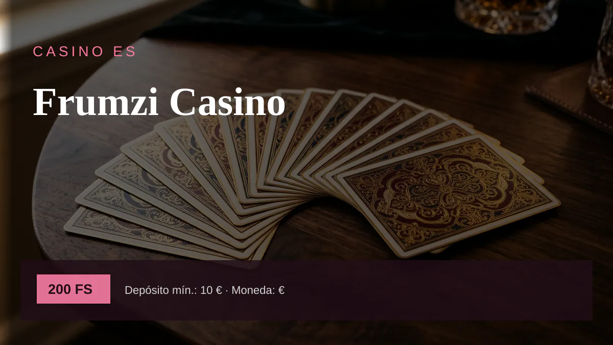 Frumzi Casino — bono de bienvenida 100% hasta 500 € + 200 FS, pagos: Visa, Mastercard, Skrill, Neteller, Paysafecard