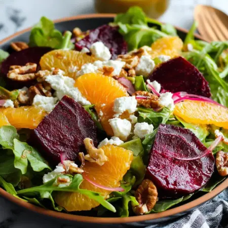 Roasted Beet Citrus Goat Cheese Salad Bursts with Color