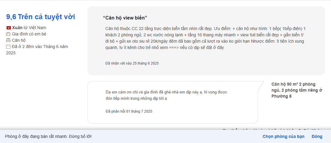 Review 9.6/10 của khách Xuân trên Agoda Review Agoda của khách Xuân