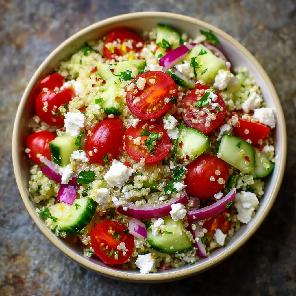 Greek Tomato Cucumber Quinoa Salad