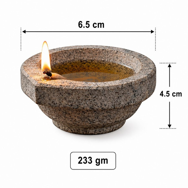 Stone Diyas for Pooja, Handcrafted Natural Stone Oil Lamps f — photo 3