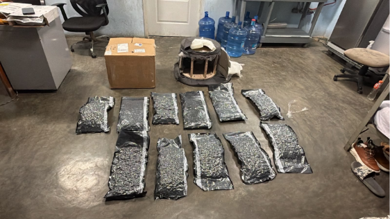 DNCD y MP ocupan 11paquetes de presunta marihuana ocultos en un mueble en el AILA .  .