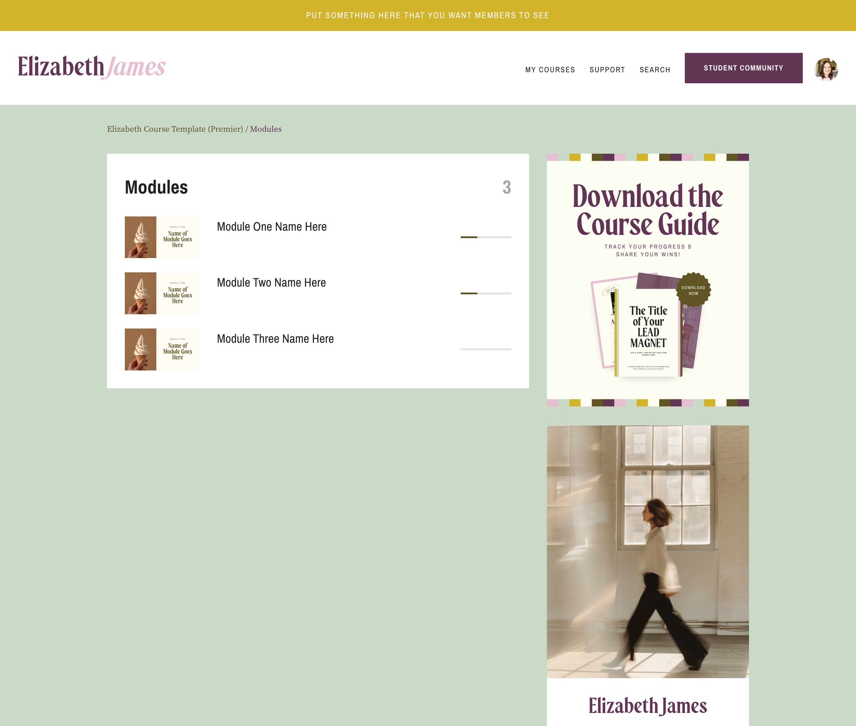 Elizabeth Course Template Module List Page