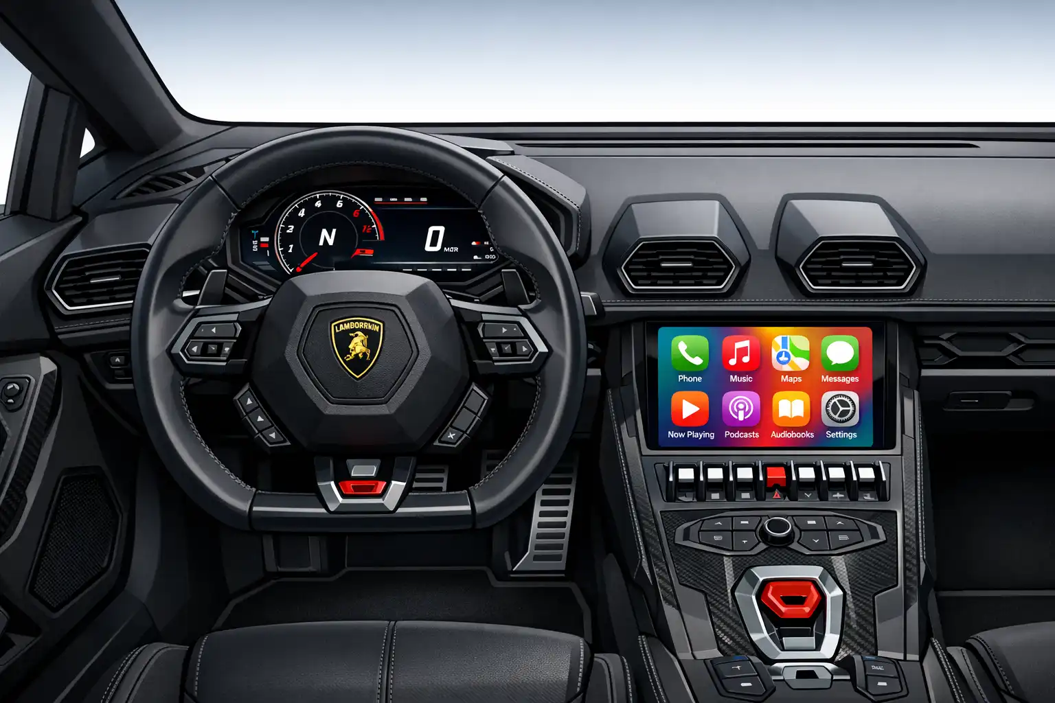 Intérieur Lamborghini Huracán 2017 avant retrofit CarPlay