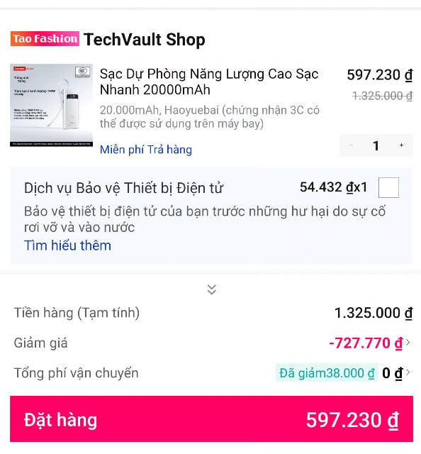 Sạc Dự Phòng Năng Lượng Cao Sạc Nhanh 20000mAh