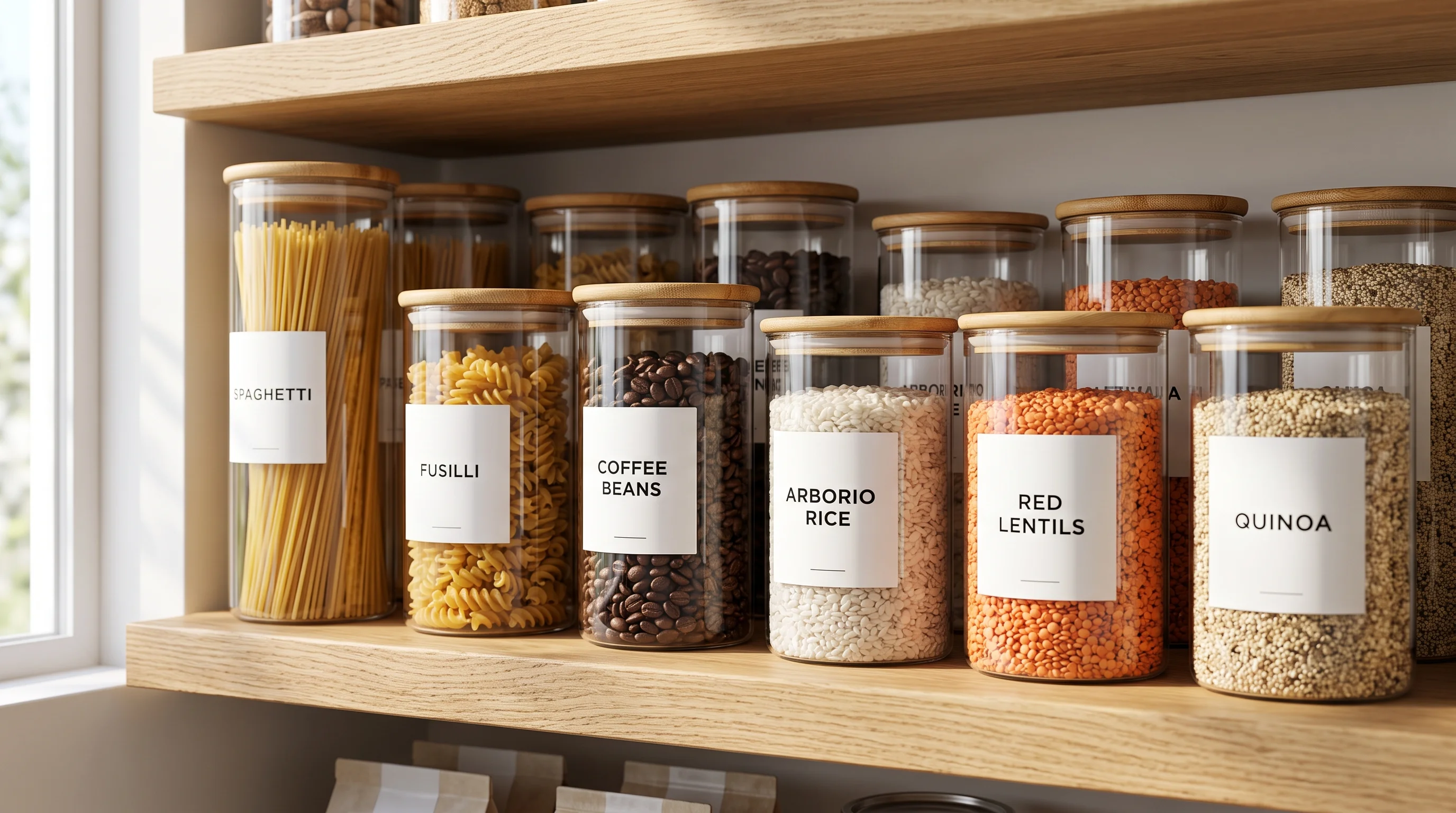 The Aesthetic Glass Decanting System Kitchen Pantry