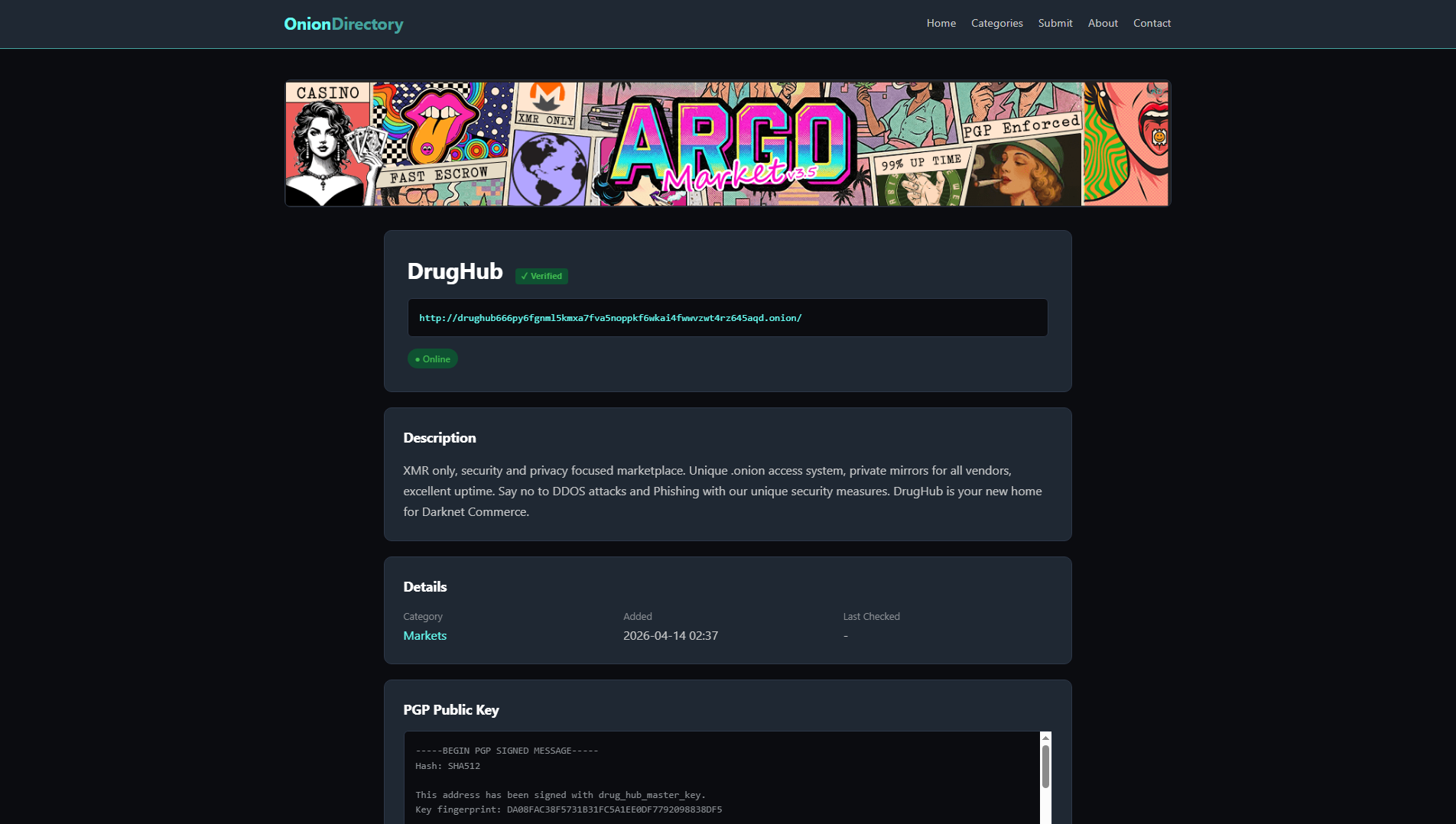 Stored capture of onionhub.link