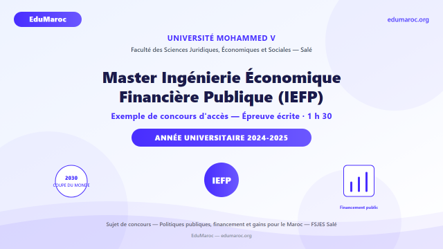 Exemple Concours Master Ingénierie Économique Financière Publique IEFP FSJES Salé 2024-2025