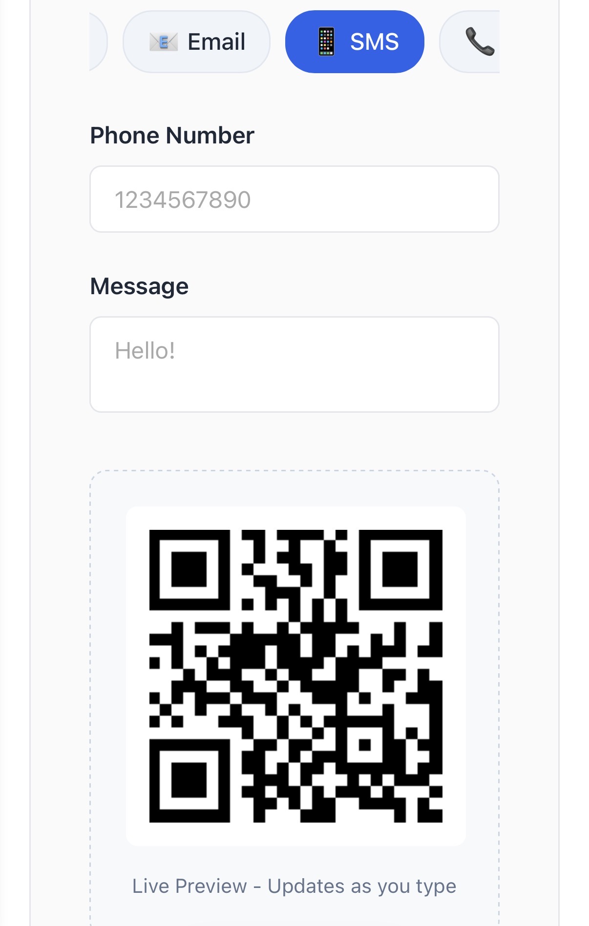 SMS QR Code