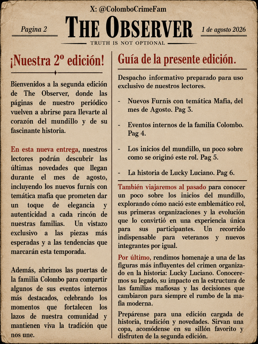 La segunda edición de The Observer ya está disponible., página 2