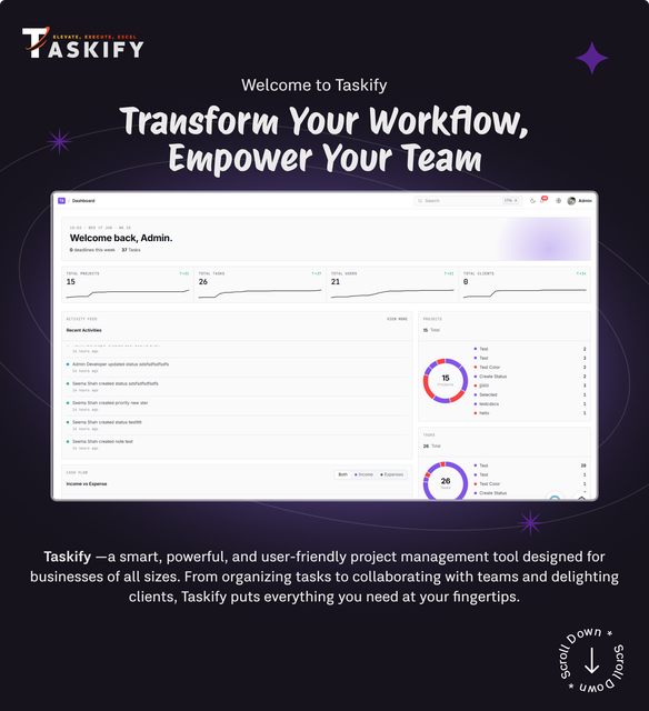 Taskify - Project Management, Task Management, CRM & Productivity Tool