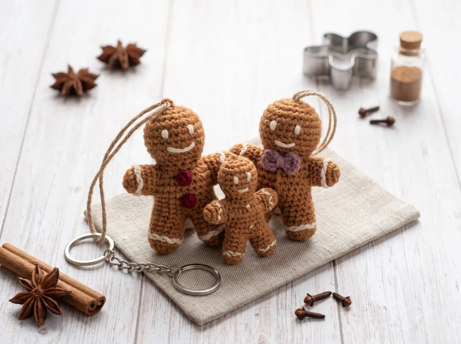 No-Sew Mini Gingerbread Man Ornament & Bag Charm finished crochet project