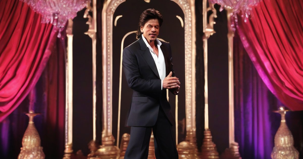 Symbolic scene of a grand Mumbai film city backdrop with lights and cameras