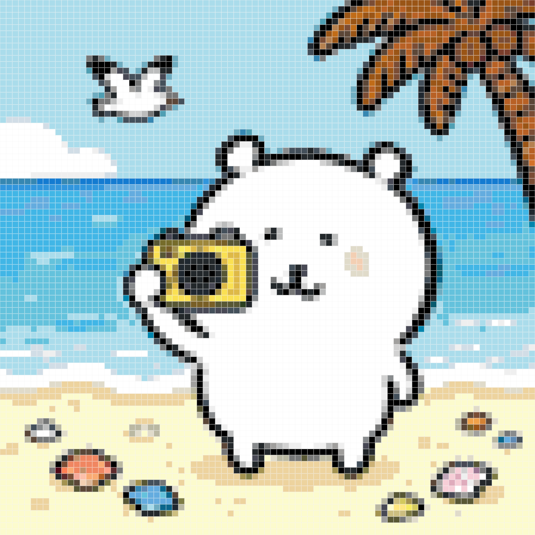 Kawaii Bear Taking Photos at the Beach