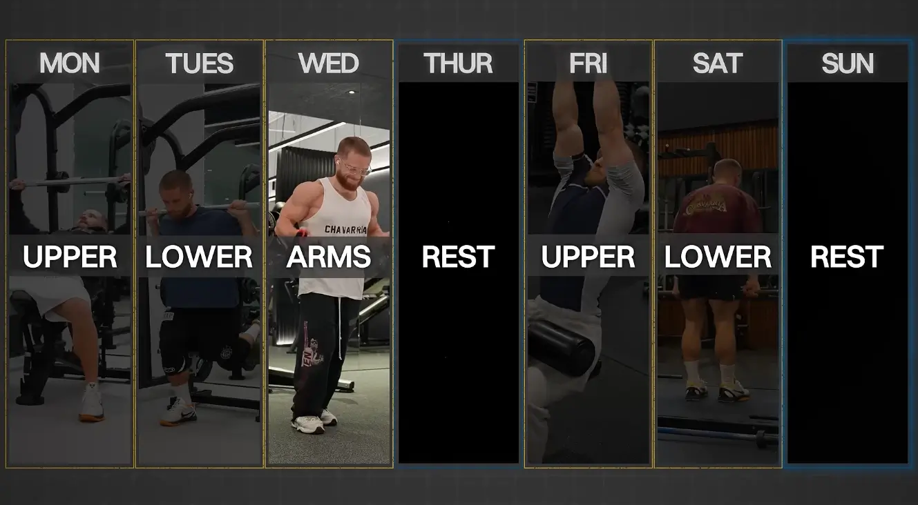 Jeff Nippard performing a low-volume high-intensity training session during the 100-day challenge