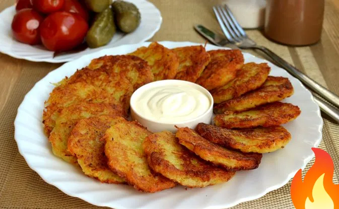 Постер Картофельные драники с чесноком (без яиц и муки)