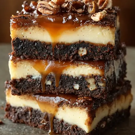 Decadent Milky Way Caramel Pecan Cheesecake Brownie