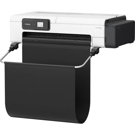 Canon imagePROGRAF TC-21 printer shown in an office environment, highlighting its compact footprint and integration into professional workflows