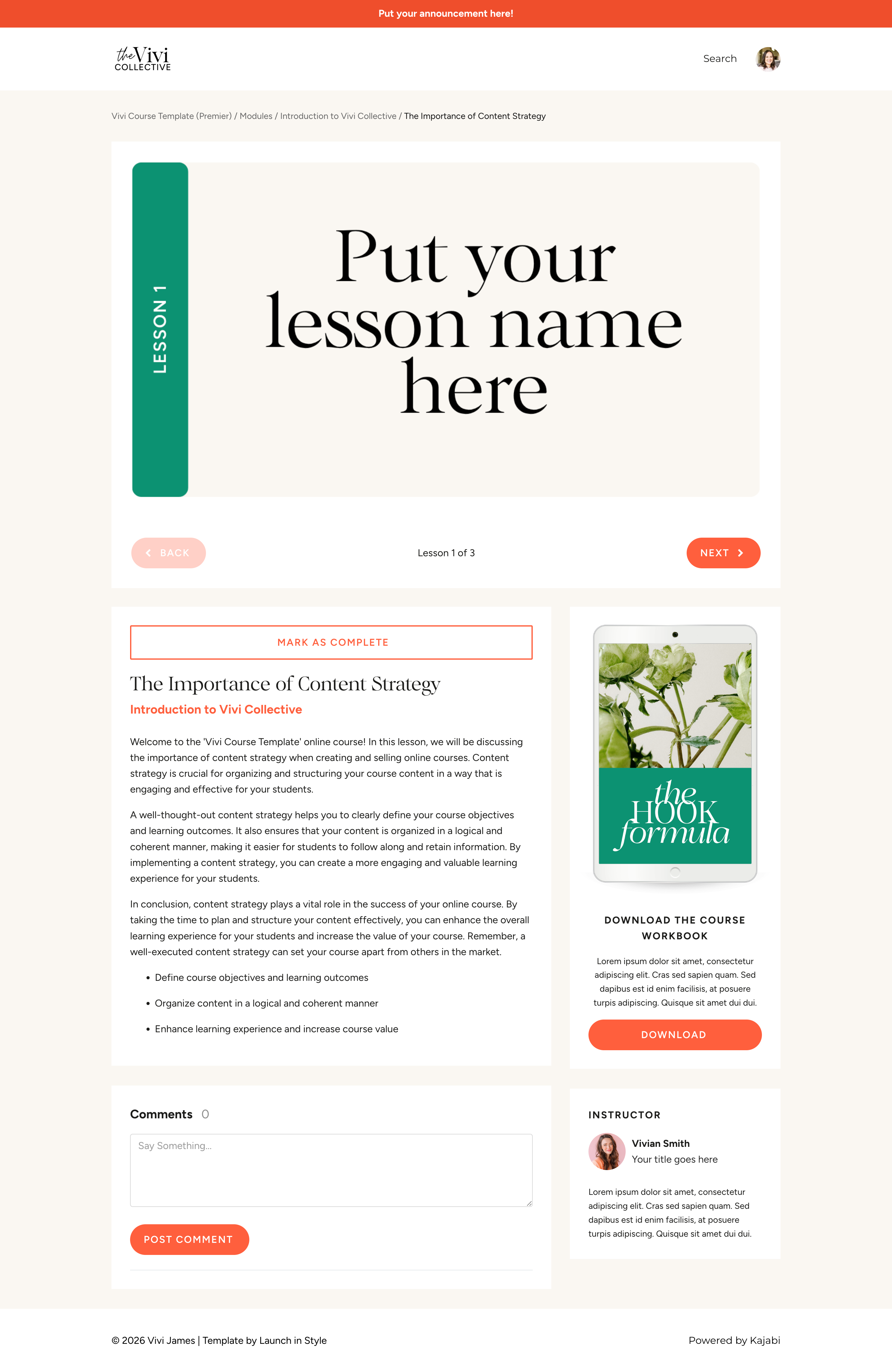 Vivi Course Template Post Page Desktop